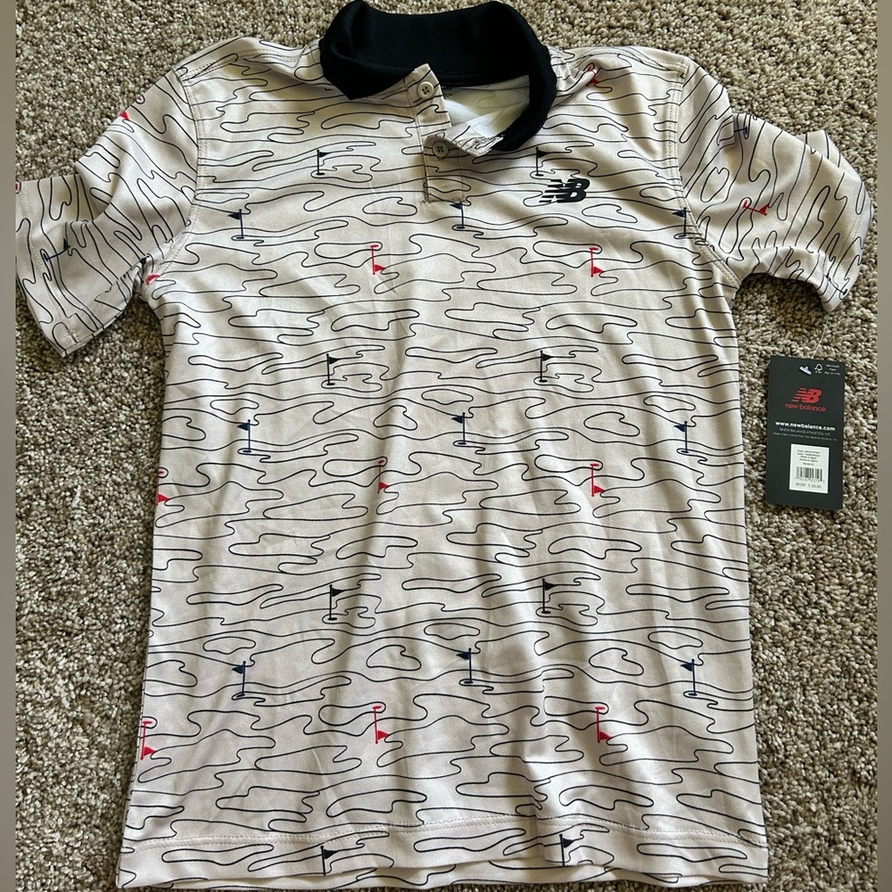 New Balance Black and cream Golf Polo Shirt